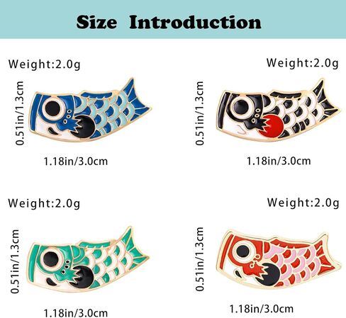 4Pcs Japanese Koi Fish Brooch, Cute Cartoon Red Black Koi Enamel Pin, Alloy Metal Animal Badge for Clothes Backpacks, Aesthetic Lapel Pin Gift for Women Pin Collectors in Kuwait