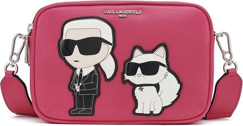 KARL LAGERFELD Paris Women's Simone Studded Satchel Crossbody, Fuchsia, One Size in Saudi Arabia