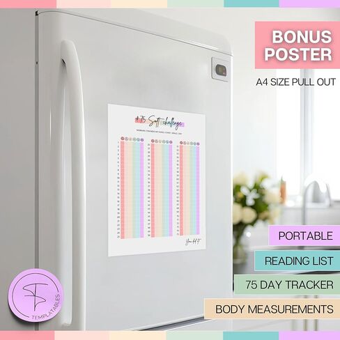 75 Day Challenge Tracker Notebook A5 | Colourful 75 Day Fitness & Habit Journal with Measurement Pages, Weekly Goal & Habit Tracker, Meal Planner, Bonus Pull-Out Poster, 120gsm Paper in Saudi Arabia