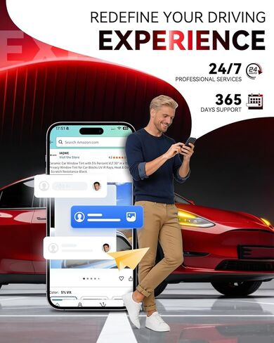 تظليل نافذة السيارة 20 بوصة × 20 قدم مع 20% VLT، طبقة تظليل نافذة سيراميك نانو للسيارة، حماية من الأشعة فوق البنفسجية والأشعة تحت الحمراء، عزل حراري مضاد للانفجار، مقاوم للخدش in Kuwait