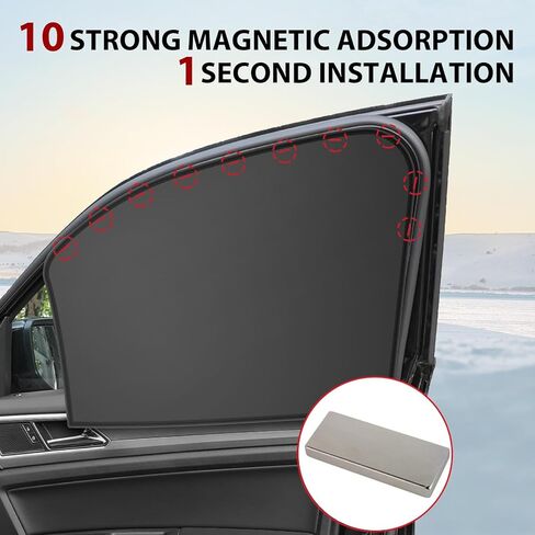 Car Window Glass Sunshade, Foldable Nano Black Rubber Cloth Cooling Heat Insulation Full Shade Sunshade, Non-destructive Adsorption Mounting Accessories, Summer Essentials (Black) in Kuwait