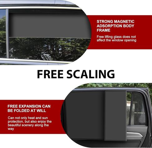 Car Window Glass Sunshade, Foldable Nano Black Rubber Cloth Cooling Heat Insulation Full Shade Sunshade, Non-destructive Adsorption Mounting Accessories, Summer Essentials (Black) in Kuwait