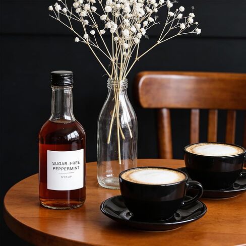 84PCS Coffee Syrup Labels, White Minimalist Preprinted Coffee Syrup Stickers Waterproof Coffees Syrups Pump Stickers Coffees Syrups Labels Set for Bottles Bar Containers Dispenser Organization in Saudi Arabia