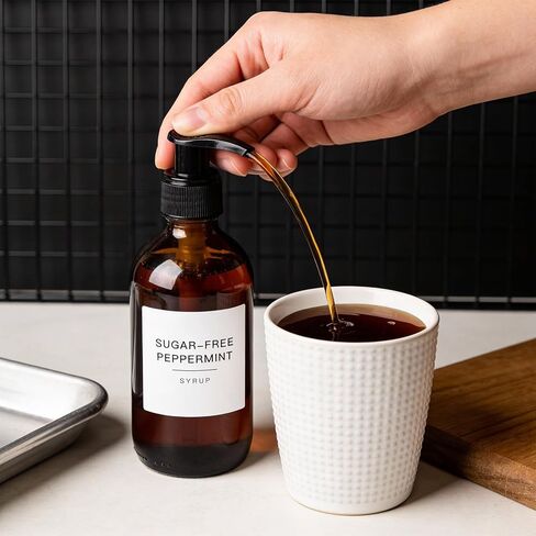 84PCS Coffee Syrup Labels, White Minimalist Preprinted Coffee Syrup Stickers Waterproof Coffees Syrups Pump Stickers Coffees Syrups Labels Set for Bottles Bar Containers Dispenser Organization in Saudi Arabia