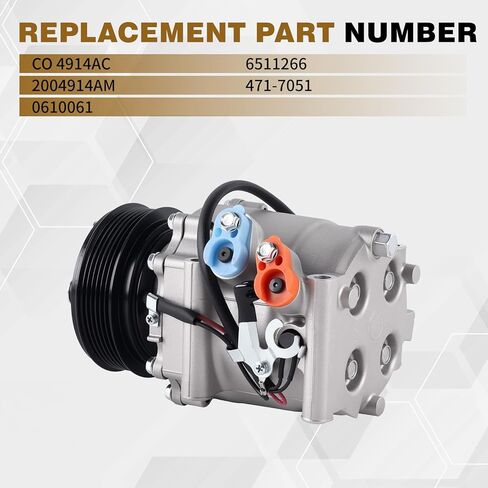 CO 4914AC Air Conditioner AC Compressor Compatible with Honda Civic 1.7L 2002 2003 2004 2005 Replace 0610061 6511266 2004914AM in Kuwait