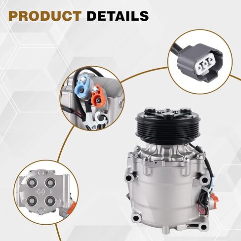 CO 4914AC Air Conditioner AC Compressor Compatible with Honda Civic 1.7L 2002 2003 2004 2005 Replace 0610061 6511266 2004914AM in Kuwait