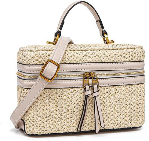 محفظة كلاسيكية من القش للنساء، محافظ وحقائب يد صغيرة أنيقة، حقيبة شاطئ نسائية وحقائب بمقبض علوي in Kuwait