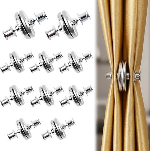 10Pairs Curtain Magnets - Curtain Magnets Closure - Magnetic Curtain Clips for Indoor Outdoor Curtains Prevent Light Leaking - Keep Curtain Closed, Light-Blocking,Versatile for Home, Office, Travel in Kuwait