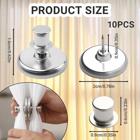 10Pairs Curtain Magnets - Curtain Magnets Closure - Magnetic Curtain Clips for Indoor Outdoor Curtains Prevent Light Leaking - Keep Curtain Closed, Light-Blocking,Versatile for Home, Office, Travel in Kuwait