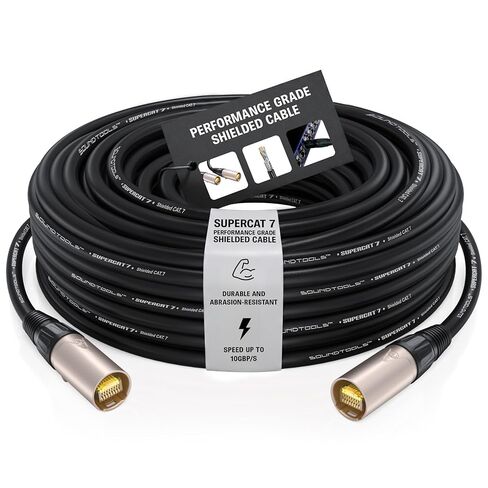 كابل SuperCAT 7 المحمي EtherCON (25 قدمًا، أسود) - سترة مرنة من البولي يوريثين، موصلات نيوتريك، سرعة 10 جيجابت في الثانية، معيار CAT7 in Kuwait