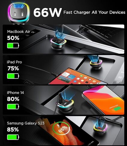 شاحن سيارة USB C، [صغير، ملائم، معدني] محول شاحن سيارة مع منفذ شحن سريع 30 وات PD + 30 وات QC3.0 لهاتف iPhone 14/13/12/11 Pro Max Mini X Samsung Galaxy S23/22/21 iPad Pro Pixel والمزيد in Saudi Arabia