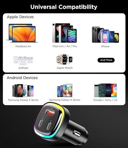 شاحن سيارة USB C، [صغير، ملائم، معدني] محول شاحن سيارة مع منفذ شحن سريع 30 وات PD + 30 وات QC3.0 لهاتف iPhone 14/13/12/11 Pro Max Mini X Samsung Galaxy S23/22/21 iPad Pro Pixel والمزيد in Saudi Arabia