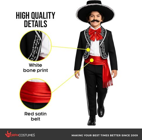 Morph Mariachi Costume For Boys, Mariachi Costume Kids, Boys Day Of The Dead Costumes, World Book Day Costumes For Kids in Saudi Arabia