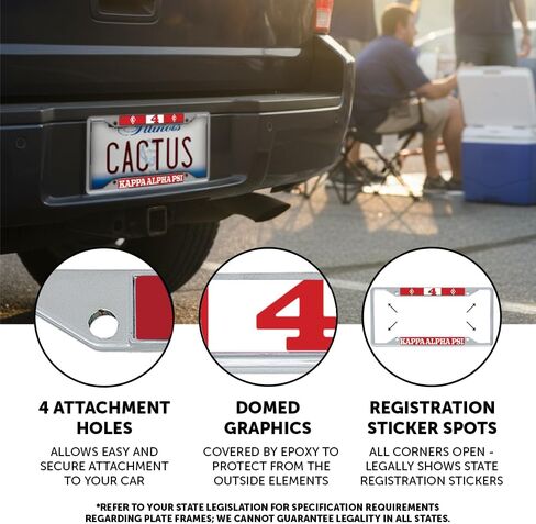 Desert Cactus Kappa Alpha Psi License Plate Frame Line Number # Metal Car Tag Holder for Front or Back of Car (#4 License Plate Frame) in Saudi Arabia
