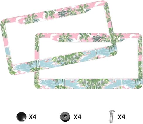 License Plate Frame 2 Pack, Universal Aluminum License Plate Holder Car Accessories with Screws for Women Men - Beach Summer in Saudi Arabia