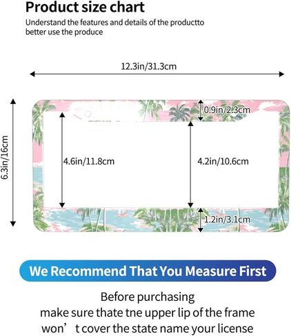 License Plate Frame 2 Pack, Universal Aluminum License Plate Holder Car Accessories with Screws for Women Men - Beach Summer in Saudi Arabia