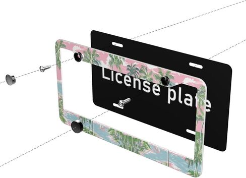 License Plate Frame 2 Pack, Universal Aluminum License Plate Holder Car Accessories with Screws for Women Men - Beach Summer in Saudi Arabia