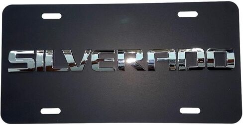 Compatible with Chevy Silverado Mirror Black Stainless Steel License Plate in Saudi Arabia