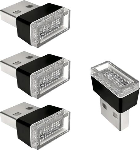 4 PCS USB LED Car Interior Atmosphere Lamp, Plug-in Auto Ambient Lighting, Portable Mini Night Lights, Universal Interior Accessories for Cars, SUVs, Trucks (Blue) in Kuwait