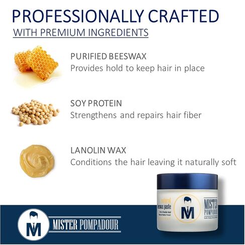 مستر بومبادور معجون شمع العسل الطبيعي | منتج شعر غير لامع للرجال والنساء | تثبيت عالي. in Kuwait