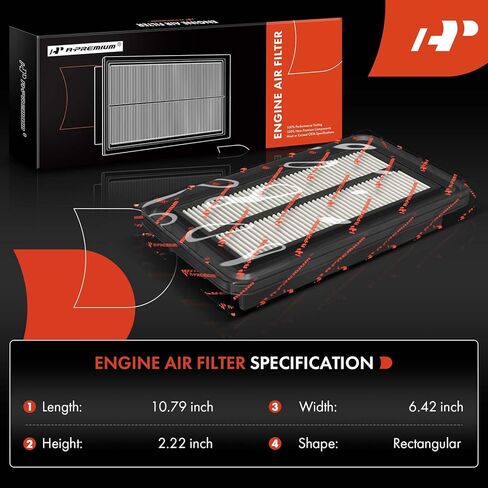 A-Premium Engine Air Filter Compatible with Honda Civic 2006-2011, Element 2007-2011, 2.0L 2.4L, Replace# 17220RRAA00, 17220-RRA-A00 in Saudi Arabia