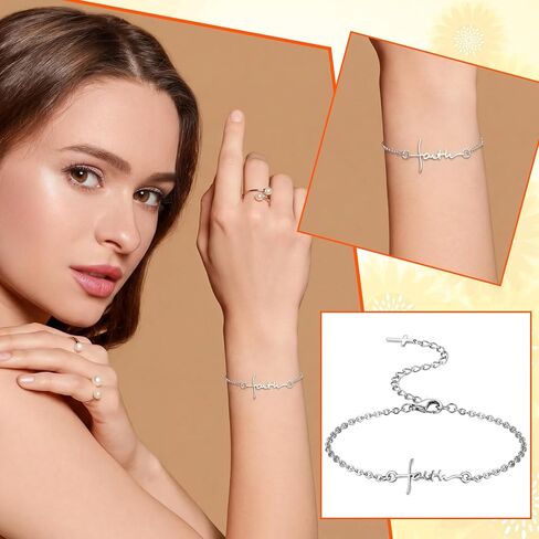 Rtteri 24 Set Faith Cross Bracelets Inspirational Birthday Jewelry Gift Bulk with Cards Stainless Steel Cross Hope Charm Adjustable Faith Bracelet Religious Accessories for Church Women Christian Gift in Saudi Arabia
