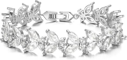 Flyonce Wedding Bracelet for Brides Bridal, Sparkly Marquise Shape Cubic Zirconia CZ Tennis Bracelets Cocktail Prom Party Jewelry Gifts 7.1+1.2 inches in Saudi Arabia