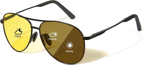 Cyxus Photochromic Night Vision Polarized Sunglasses for Driving Anti Glare Classic Aviator Sunglasses for Men Women 1489Hi02 in Saudi Arabia