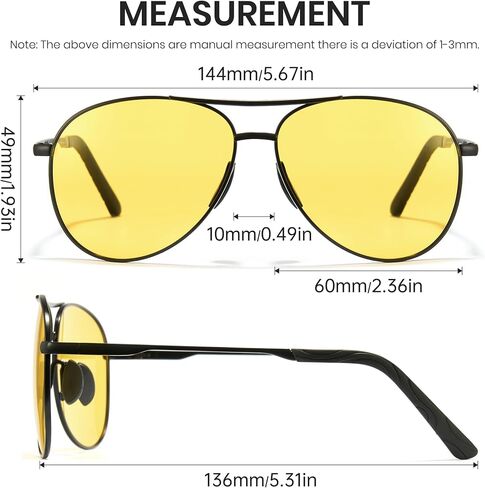 Cyxus Photochromic Night Vision Polarized Sunglasses for Driving Anti Glare Classic Aviator Sunglasses for Men Women 1489Hi02 in Saudi Arabia