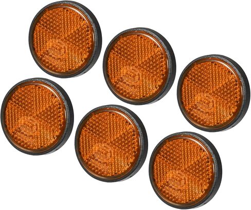 Motoforti 6pcs 1.73"x0.31" Universal Reflector - Round Motorcycle Bike Safety Reflector Increase Visibility and Safety on The Road - Plastic Orange Long-Lasting in Saudi Arabia