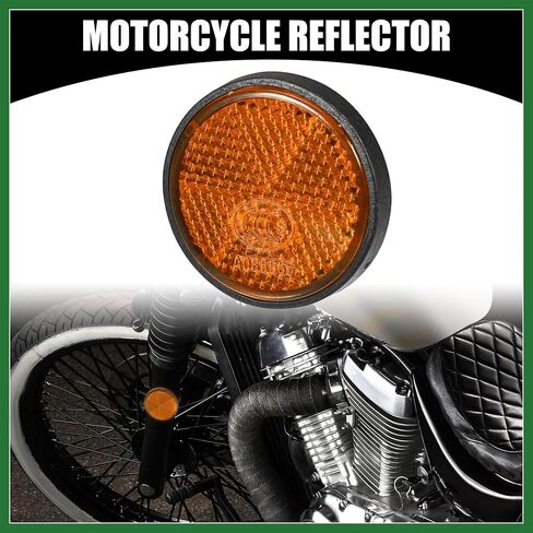 Motoforti 6pcs 1.73"x0.31" Universal Reflector - Round Motorcycle Bike Safety Reflector Increase Visibility and Safety on The Road - Plastic Orange Long-Lasting in Saudi Arabia