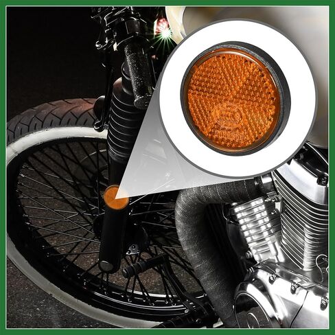 Motoforti 6pcs 1.73"x0.31" Universal Reflector - Round Motorcycle Bike Safety Reflector Increase Visibility and Safety on The Road - Plastic Orange Long-Lasting in Saudi Arabia
