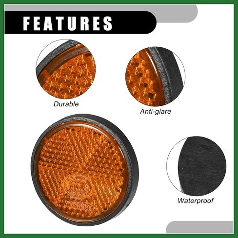 Motoforti 6pcs 1.73"x0.31" Universal Reflector - Round Motorcycle Bike Safety Reflector Increase Visibility and Safety on The Road - Plastic Orange Long-Lasting in Saudi Arabia