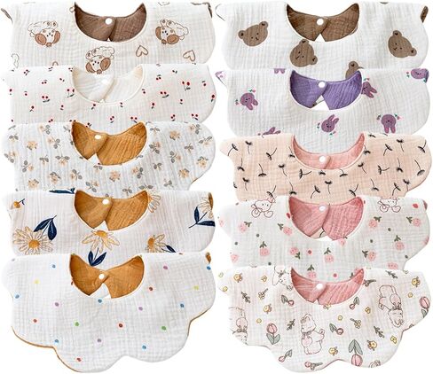 Organic Cotton Muslin Baby Bibs for Drooling & Teething | Soft organic cotton muslin bibs for drooling, teething and feeding. Choose absorbent, waterproof or stylish designs 0-36M. in Saudi Arabia