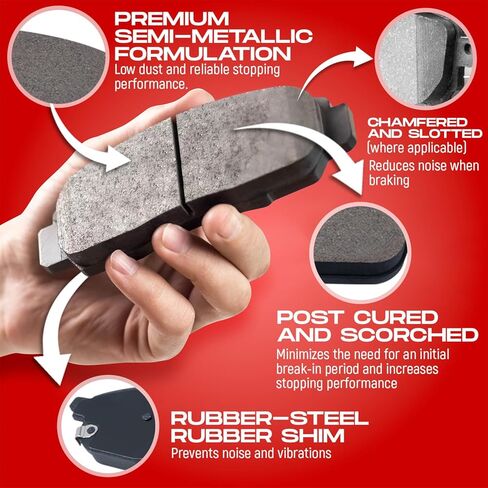 R1 Concepts Front Brake Kit For 1973-1979 Mercedes-Benz 280SE, 450SEL, 450SL, 1973 Mercedes-Benz 280SEL| Drilled Slotted Brake Rotors| Semi-Metallic Brake Pads and Rotors Kit in Kuwait