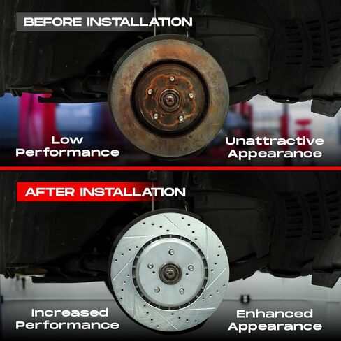 R1 Concepts Front Brake Kit For 1973-1979 Mercedes-Benz 280SE, 450SEL, 450SL, 1973 Mercedes-Benz 280SEL| Drilled Slotted Brake Rotors| Semi-Metallic Brake Pads and Rotors Kit in Kuwait
