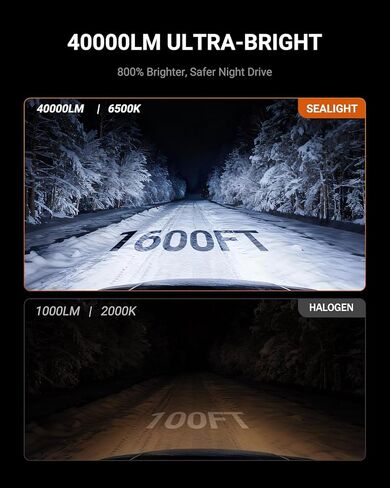 مصابيح الإضاءة SEALIGHT H4 40000LM فائقة السطوع H4، 1:1 Mini S1 9003 مصابيح الضباب للقيادة، مروحة تبريد 20000 دورة في الدقيقة H4/9003 لمبة، IP67، تشغيل وتوصيل 3 دقائق، حزمة من 2 in Saudi Arabia