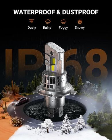 مصابيح الإضاءة SEALIGHT H4 40000LM فائقة السطوع H4، 1:1 Mini S1 9003 مصابيح الضباب للقيادة، مروحة تبريد 20000 دورة في الدقيقة H4/9003 لمبة، IP67، تشغيل وتوصيل 3 دقائق، حزمة من 2 in Saudi Arabia