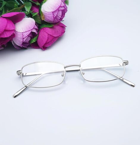 Fashion Glasses for Women Y2k 90s Small Rectangle Clear Lens Metal Gold Silver Black Fake Glasses in Kuwait