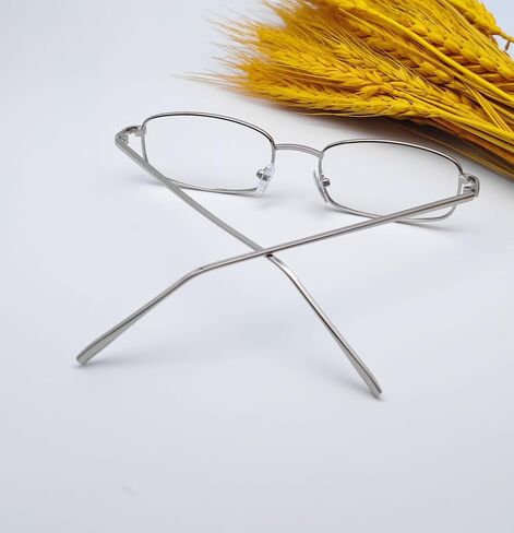 Fashion Glasses for Women Y2k 90s Small Rectangle Clear Lens Metal Gold Silver Black Fake Glasses in Kuwait