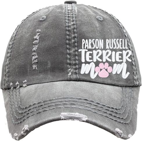 Women's Parson Russell Terrier Dog Mom or Mama Hat, Baseball or High Ponytail Cap, Embroidered Sewn Paw Print, Cute PRT Puppy Gift Present Clothing for Owner Wife Girlfriend Sister Friend in Kuwait
