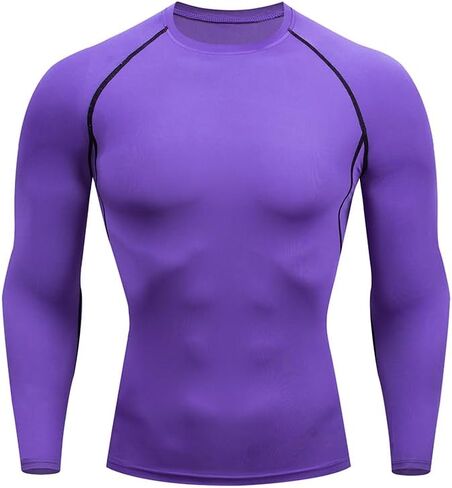 Men's Long Sleeve Workout Shirt Athletic Compression Base Layer Activewear Top in Saudi Arabia