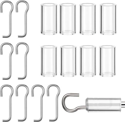 8 مجموعات من العصا العمياء البديلة مع خطاف وسلك العصا وطوق الأكمام للستائر الأفقية الصغيرة وأجزاء إصلاح ستائر النوافذ مع حواجز رأسية مربعة مقاس 1 بوصة (شفاف) in Kuwait