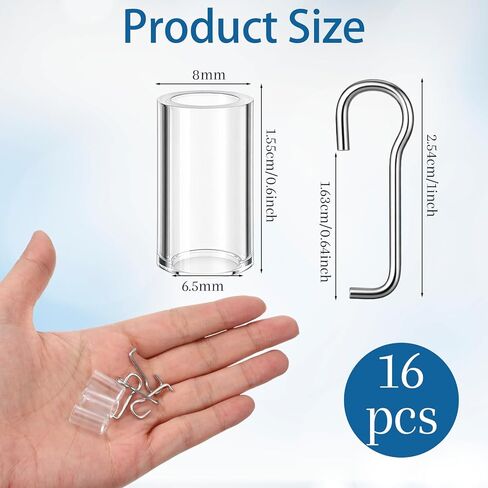 8 مجموعات من العصا العمياء البديلة مع خطاف وسلك العصا وطوق الأكمام للستائر الأفقية الصغيرة وأجزاء إصلاح ستائر النوافذ مع حواجز رأسية مربعة مقاس 1 بوصة (شفاف) in Kuwait