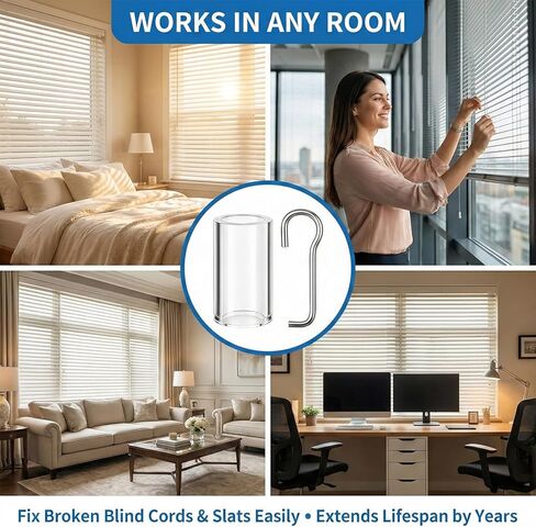 8 مجموعات من العصا العمياء البديلة مع خطاف وسلك العصا وطوق الأكمام للستائر الأفقية الصغيرة وأجزاء إصلاح ستائر النوافذ مع حواجز رأسية مربعة مقاس 1 بوصة (شفاف) in Kuwait