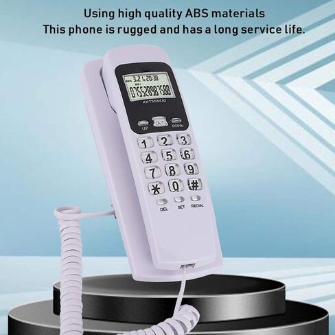 Wall-Mounted Telephone, Mini Hanging Corded Telephone Caller ID Hotel Home Office Landline Fixed Telephone with LCD Display Backlight Support DTMF/(White) in Saudi Arabia