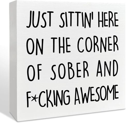 Sobriety Sober Gifts for Women Men, Recovery Motivational Alcoholics Anonymous Gifts, Recovery Sobriety Home Office Desk Wooden Box Sign Decor, We Recover Loudly in Saudi Arabia