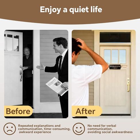 Premium Brass 6" x 2.4" No Soliciting Sign For House, No Soliciting Sign For Front Door, Keep Solicitors Away, Perfect for Home Office Front Doors, Three Mounting Options(Brass Color) in Saudi Arabia