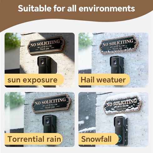Premium Brass 6" x 2.4" No Soliciting Sign For House, No Soliciting Sign For Front Door, Keep Solicitors Away, Perfect for Home Office Front Doors, Three Mounting Options(Brass Color) in Saudi Arabia