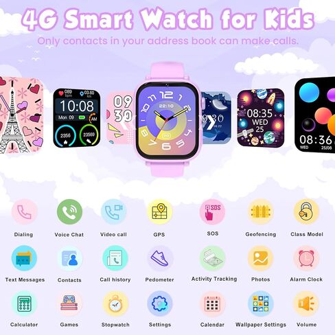 MOKAST Kids Smart Watch Toys for Boys Girls – Children Watch for Kids 4-12 Years Touch Screen Watches with 15 Games Video Camera Music Player Alarm School Mode Education Birthday Gifts (4G Pink) in Kuwait